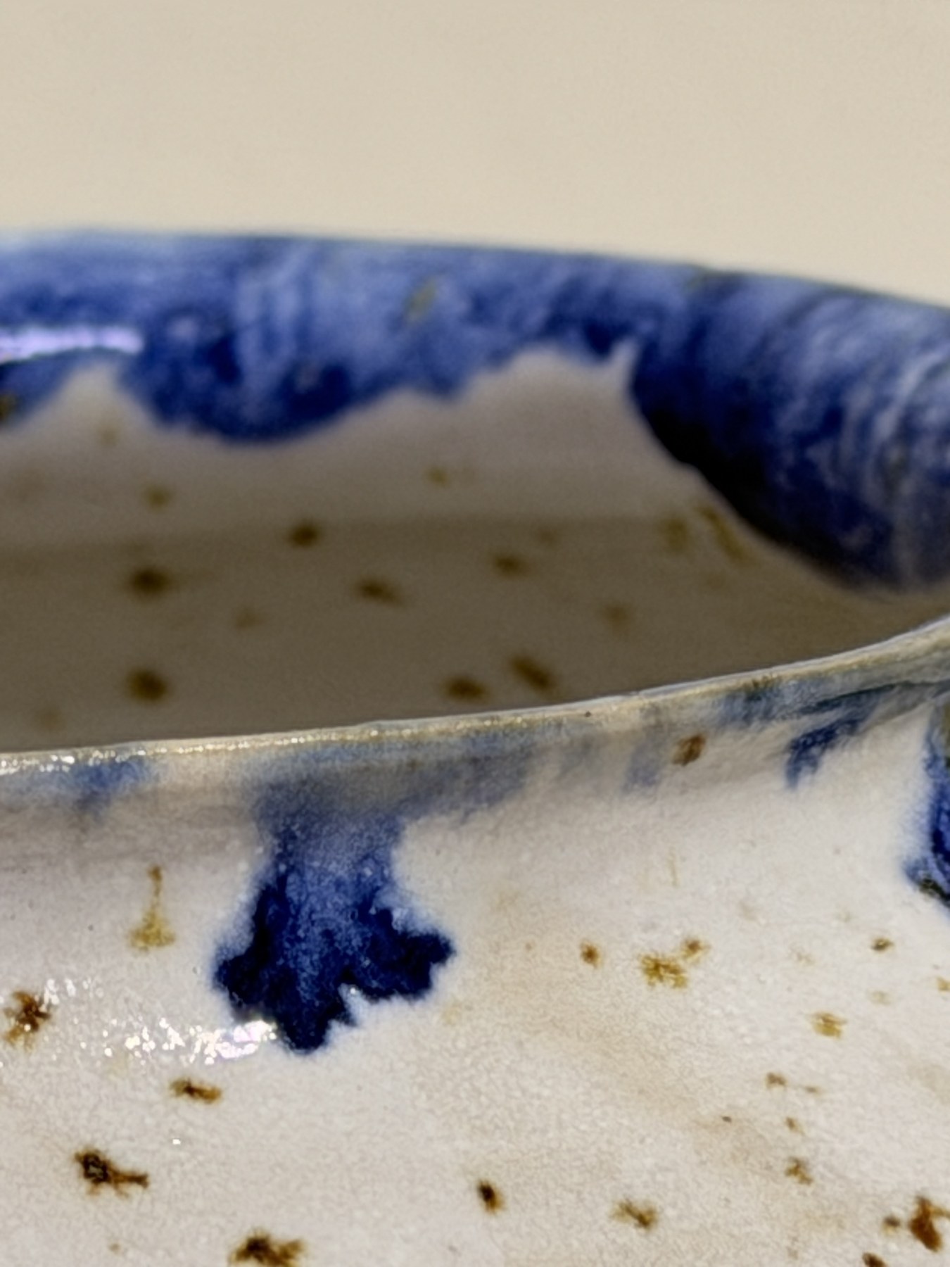 Blue-rimmed Speckled Vessel, view 2
